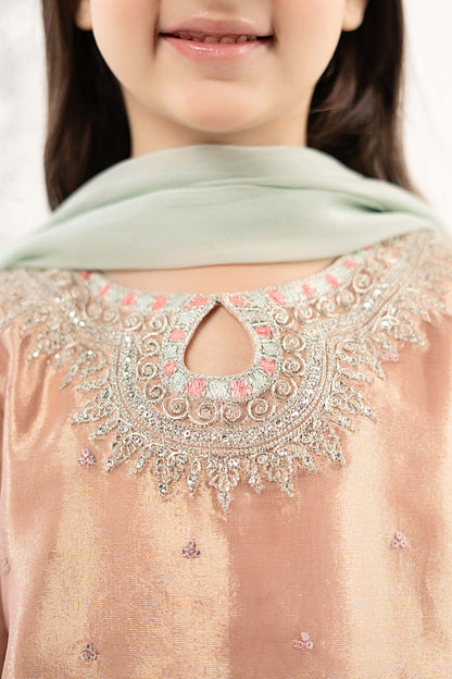 3 Piece Embroidered Tissue Suit - by Maria Faisal - Registered Vendor of : Maria B Kids - 100% Original Designer Dress