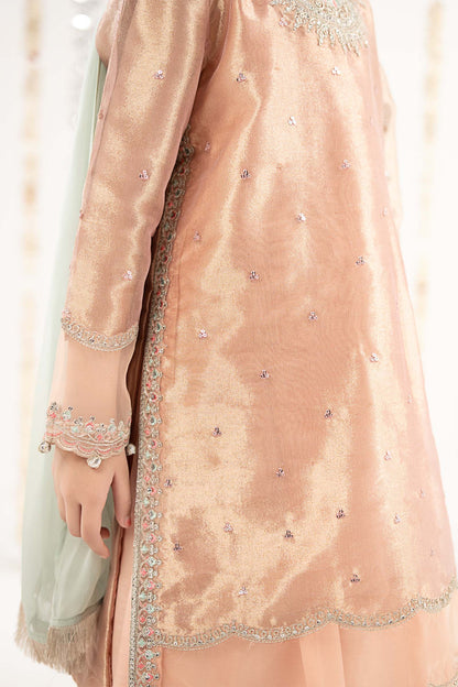 3 Piece Embroidered Tissue Suit - by Maria Faisal - Registered Vendor of : Maria B Kids - 100% Original Designer Dress