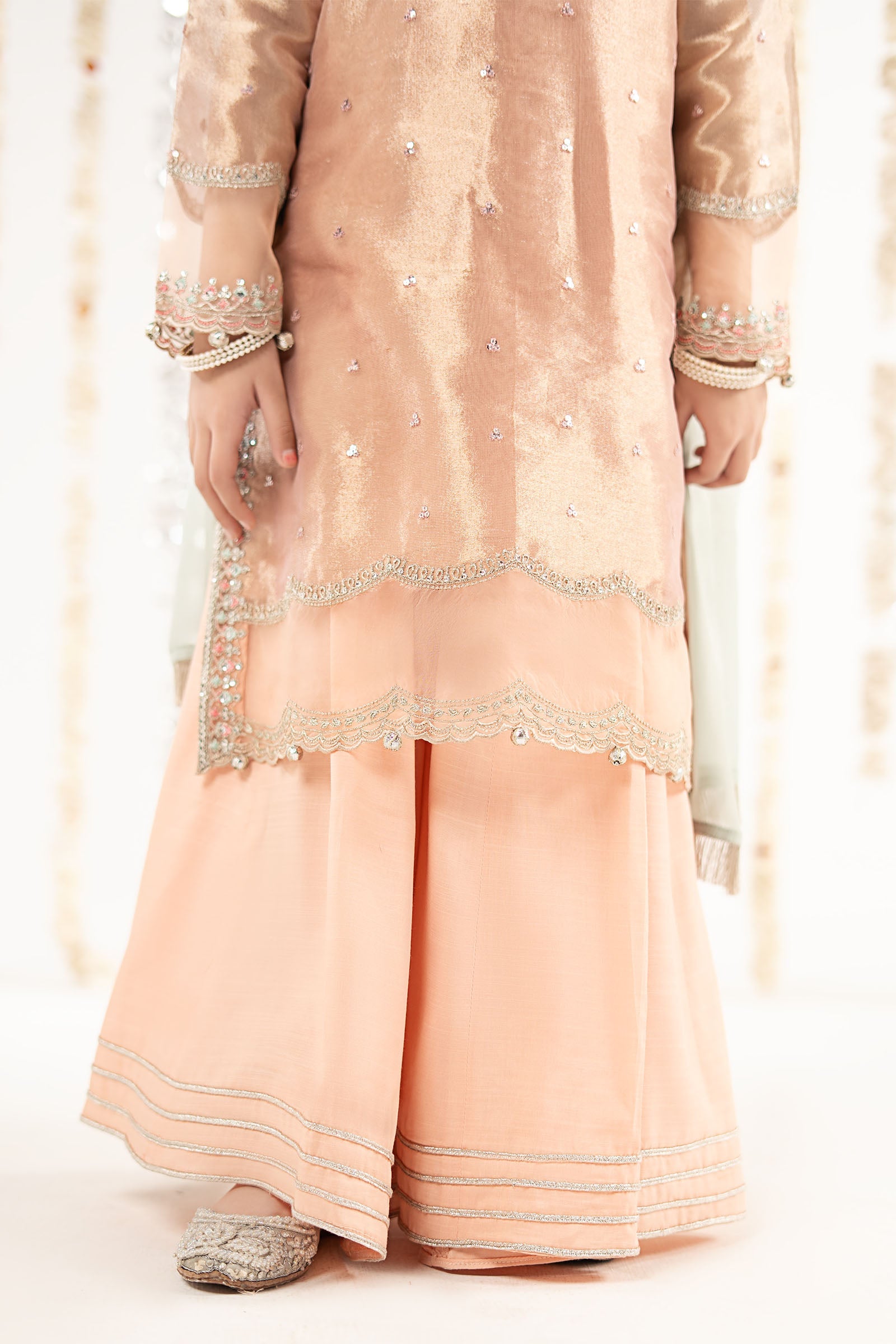 3 Piece Embroidered Tissue Suit - by Maria Faisal - Registered Vendor of : Maria B Kids - 100% Original Designer Dress