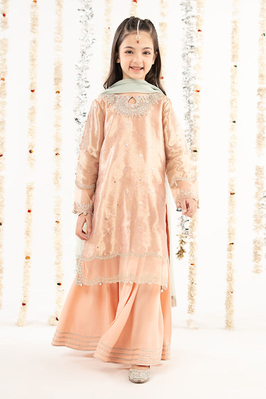 3 Piece Embroidered Tissue Suit - by Maria Faisal - Registered Vendor of : Maria B Kids - 100% Original Designer Dress