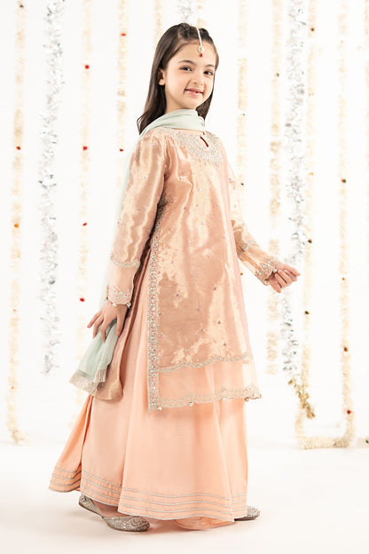 3 Piece Embroidered Tissue Suit - by Maria Faisal - Registered Vendor of : Maria B Kids - 100% Original Designer Dress