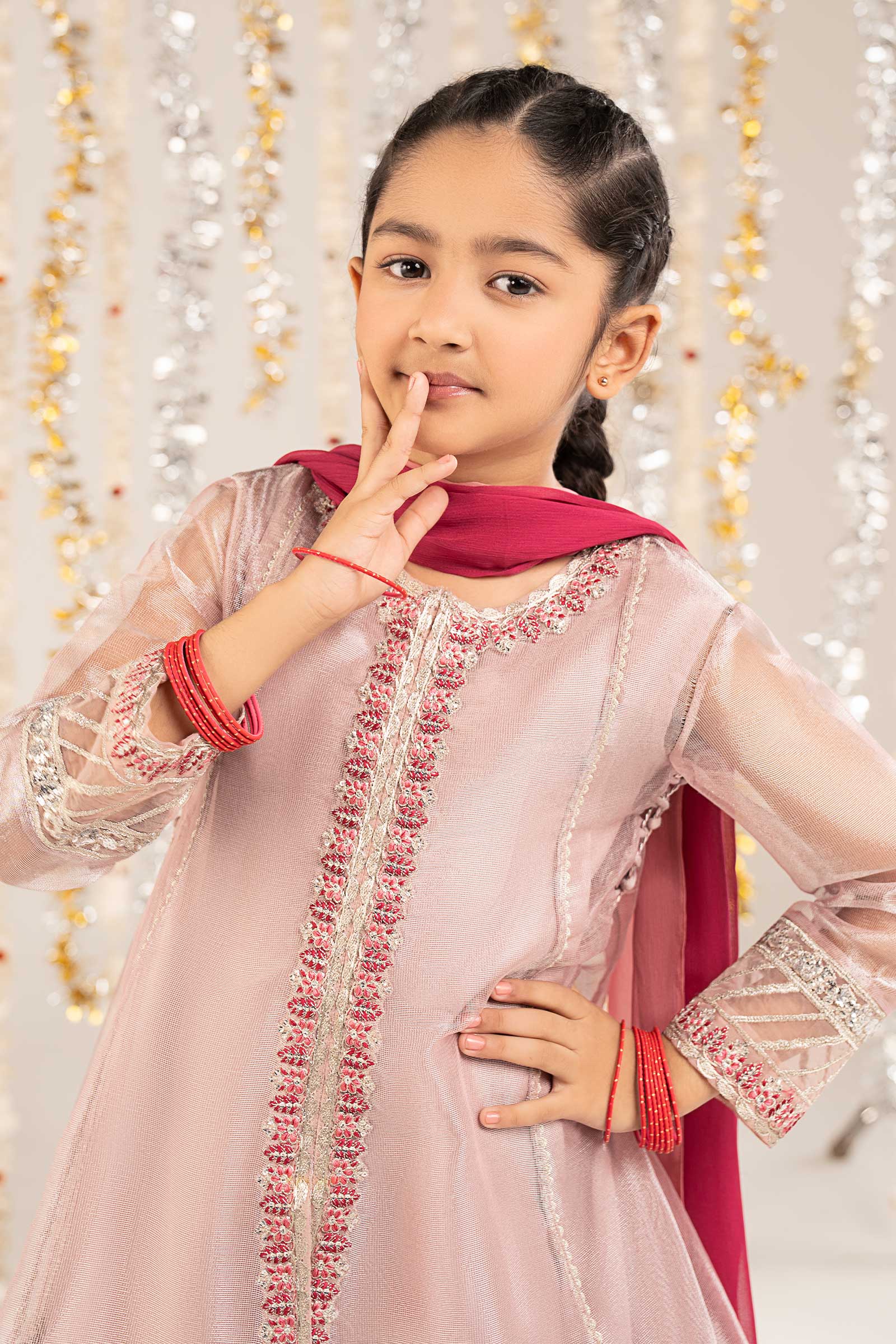 3 Piece Embroidered Zari Net Suit - by Maria Faisal - Registered Vendor of : Maria B Kids - 100% Original Designer Dress