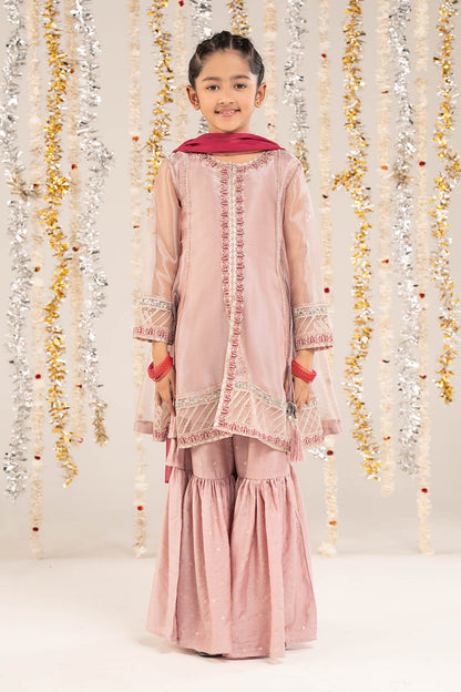 3 Piece Embroidered Zari Net Suit - by Maria Faisal - Registered Vendor of : Maria B Kids - 100% Original Designer Dress