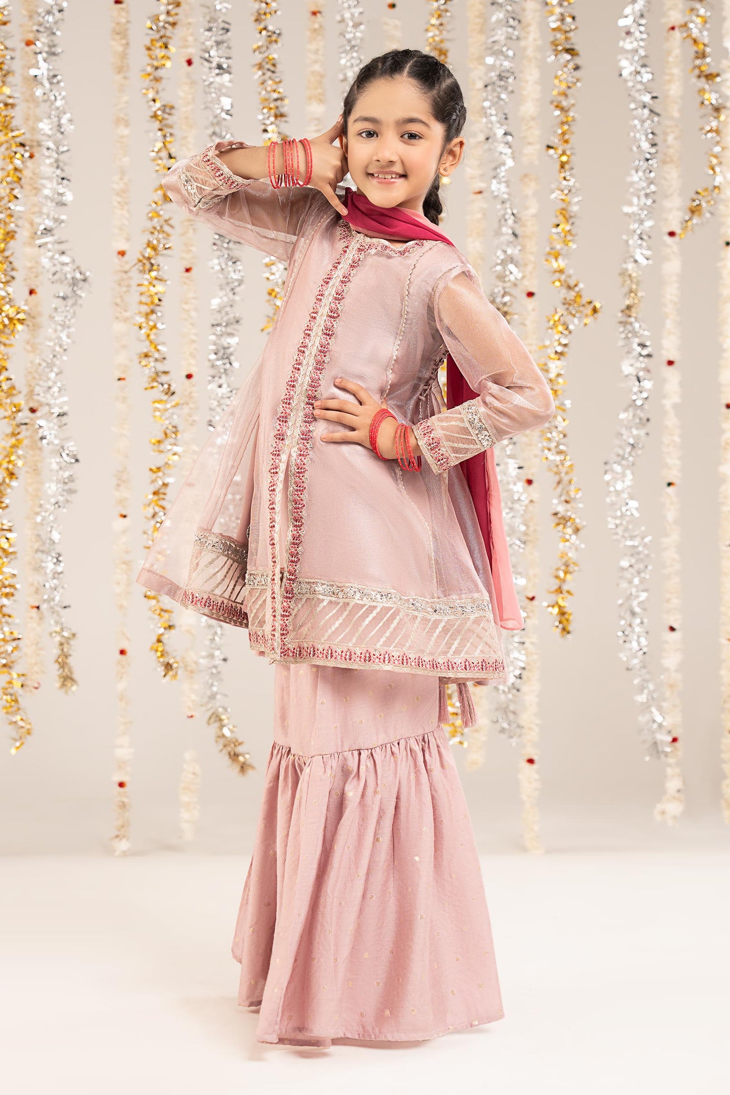 3 Piece Embroidered Zari Net Suit - by Maria Faisal - Registered Vendor of : Maria B Kids - 100% Original Designer Dress