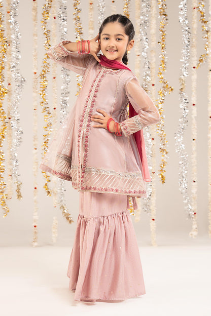 3 Piece Embroidered Zari Net Suit - by Maria Faisal - Registered Vendor of : Maria B Kids - 100% Original Designer Dress