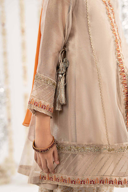 3 Piece Embroidered Zari Net Suit - Kids Clothing - available at Maria Faisal in UK and USA.