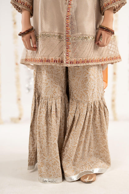 3 Piece Embroidered Zari Net Suit - Kids Clothing - available at Maria Faisal in UK and USA.