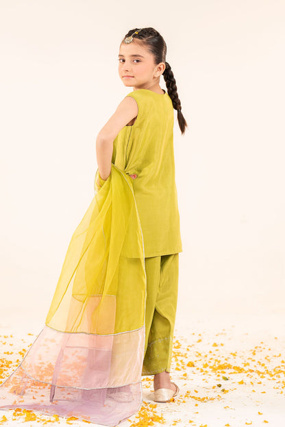 3 Piece Embellished Raw Silk Suit - by Maria Faisal - Registered Vendor of : Maria B Kids - 100% Original Designer Dress