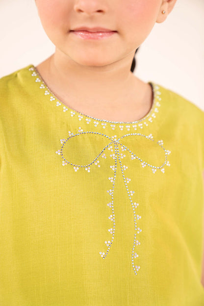 3 Piece Embellished Raw Silk Suit - by Maria Faisal - Registered Vendor of : Maria B Kids - 100% Original Designer Dress