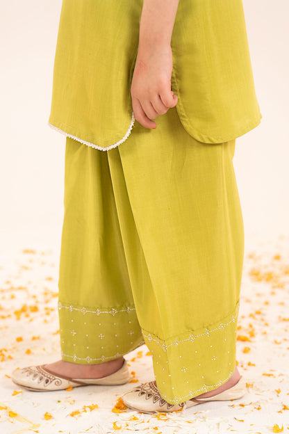 3 Piece Embellished Raw Silk Suit - by Maria Faisal - Registered Vendor of : Maria B Kids - 100% Original Designer Dress