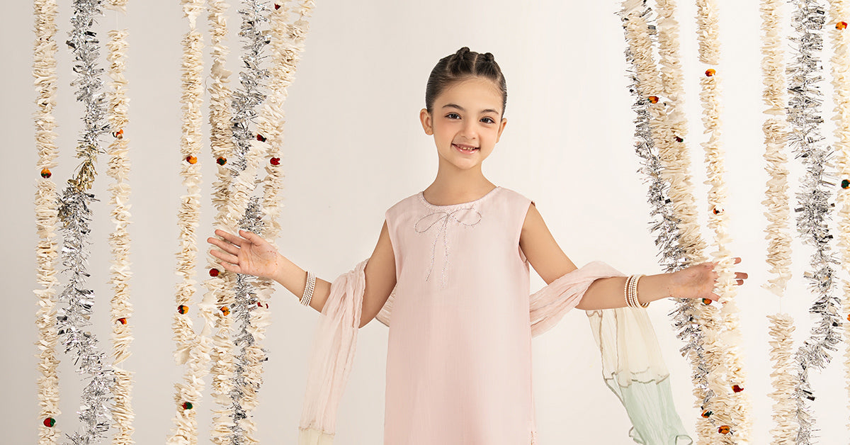 3 Piece Embellished Raw Silk Suit - by Maria Faisal - Registered Vendor of : Maria B Kids - 100% Original Designer Dress