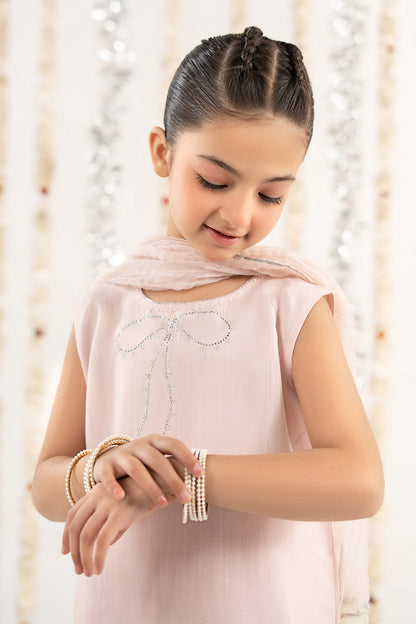 3 Piece Embellished Raw Silk Suit - by Maria Faisal - Registered Vendor of : Maria B Kids - 100% Original Designer Dress