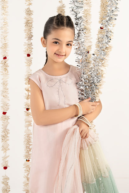 3 Piece Embellished Raw Silk Suit - by Maria Faisal - Registered Vendor of : Maria B Kids - 100% Original Designer Dress
