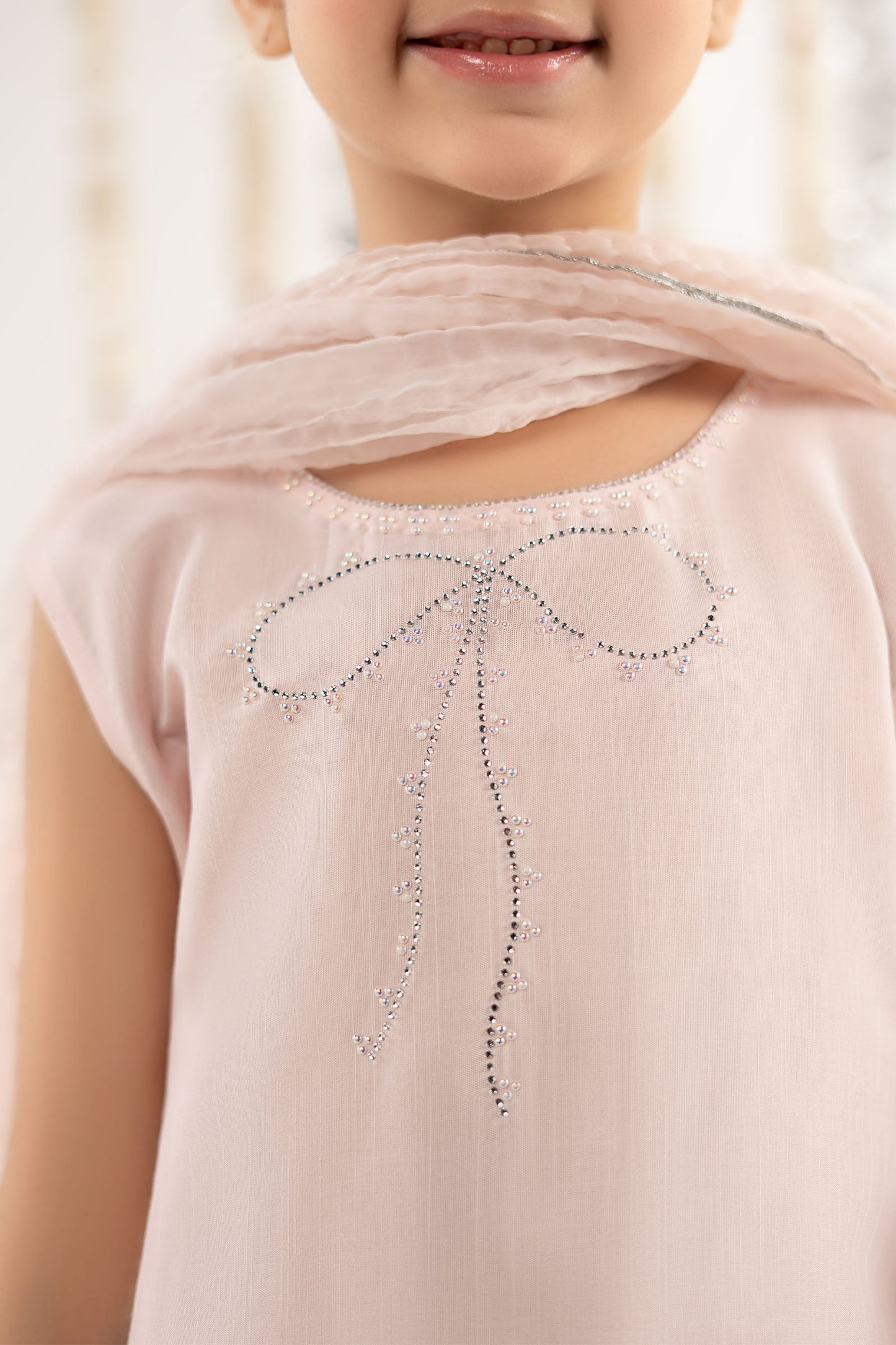 3 Piece Embellished Raw Silk Suit - by Maria Faisal - Registered Vendor of : Maria B Kids - 100% Original Designer Dress