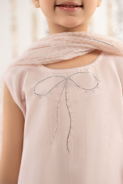 3 Piece Embellished Raw Silk Suit - by Maria Faisal - Registered Vendor of : Maria B Kids - 100% Original Designer Dress