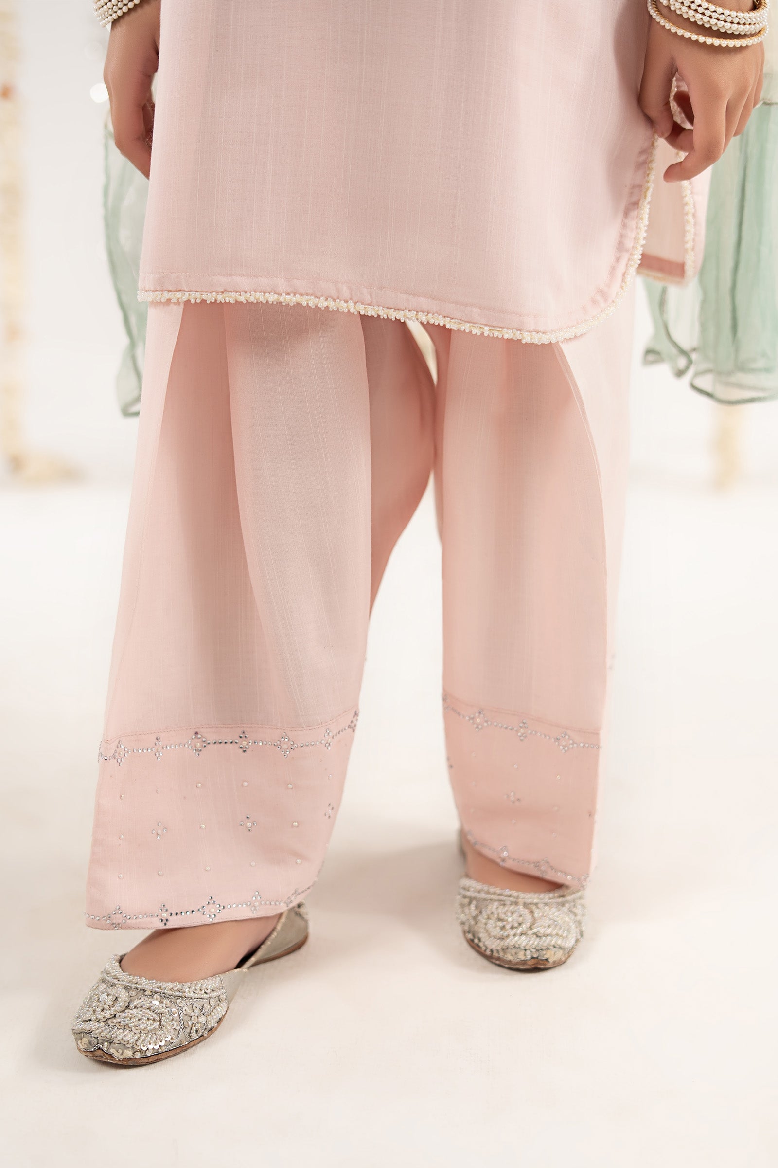3 Piece Embellished Raw Silk Suit - by Maria Faisal - Registered Vendor of : Maria B Kids - 100% Original Designer Dress