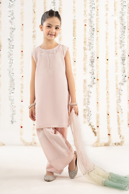3 Piece Embellished Raw Silk Suit - by Maria Faisal - Registered Vendor of : Maria B Kids - 100% Original Designer Dress