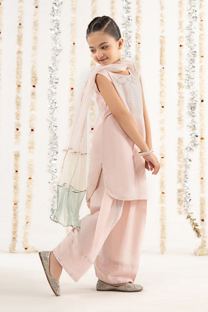 3 Piece Embellished Raw Silk Suit - by Maria Faisal - Registered Vendor of : Maria B Kids - 100% Original Designer Dress