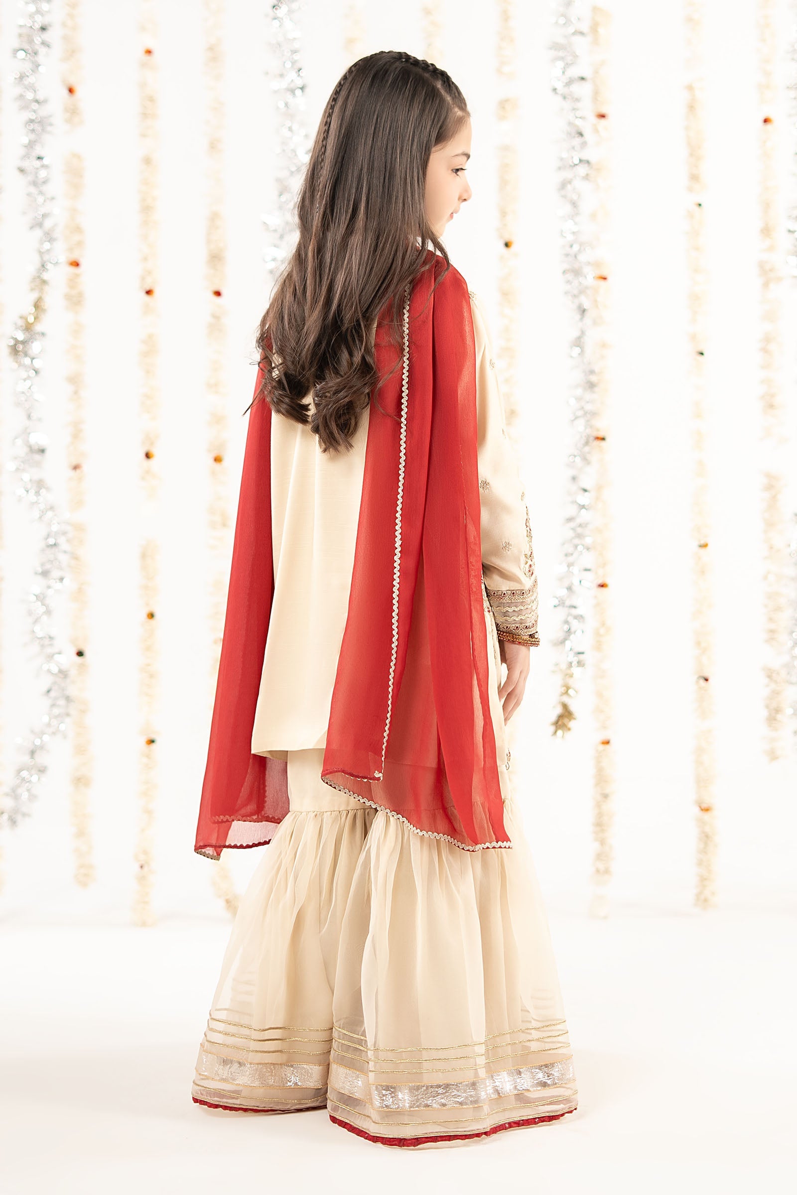3 Piece Embroidered Raw Silk Suit - by Maria Faisal - Registered Vendor of : Maria B Kids - 100% Original Designer Dress