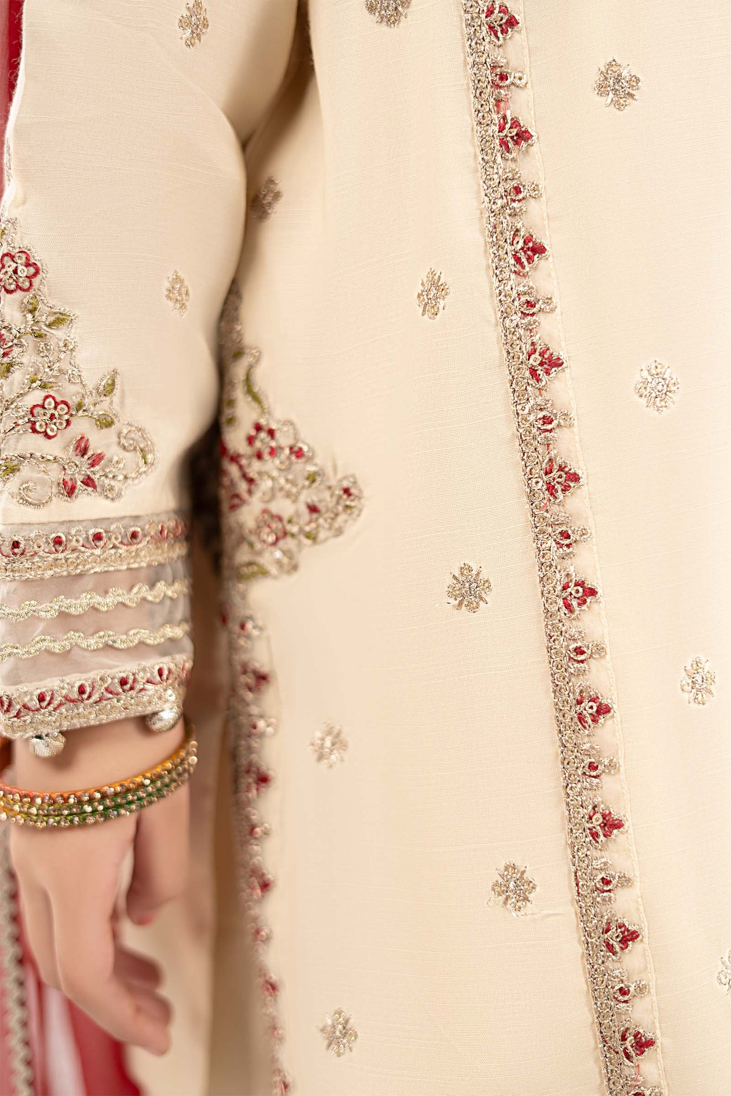 3 Piece Embroidered Raw Silk Suit - by Maria Faisal - Registered Vendor of : Maria B Kids - 100% Original Designer Dress
