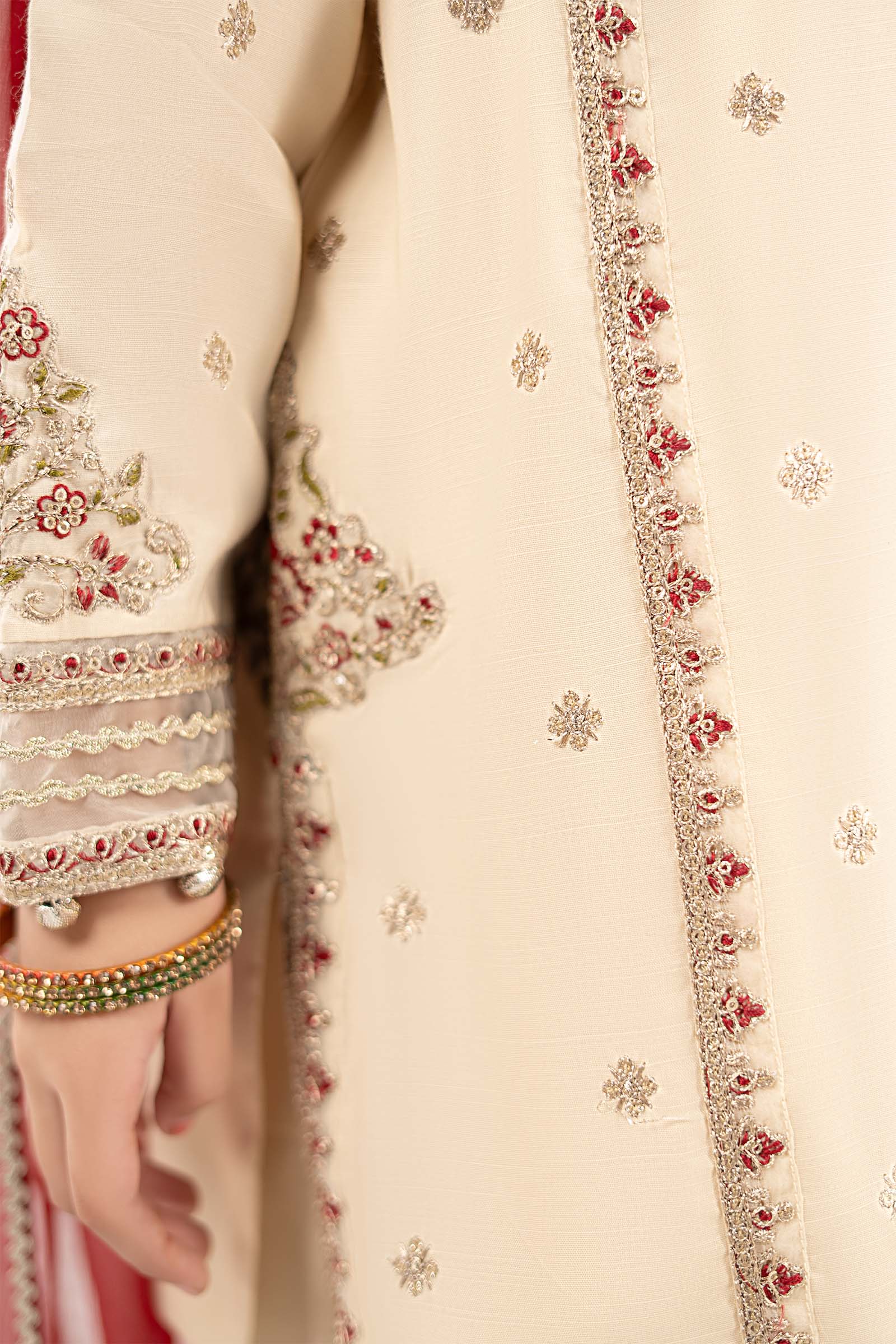 3 Piece Embroidered Raw Silk Suit - by Maria Faisal - Registered Vendor of : Maria B Kids - 100% Original Designer Dress