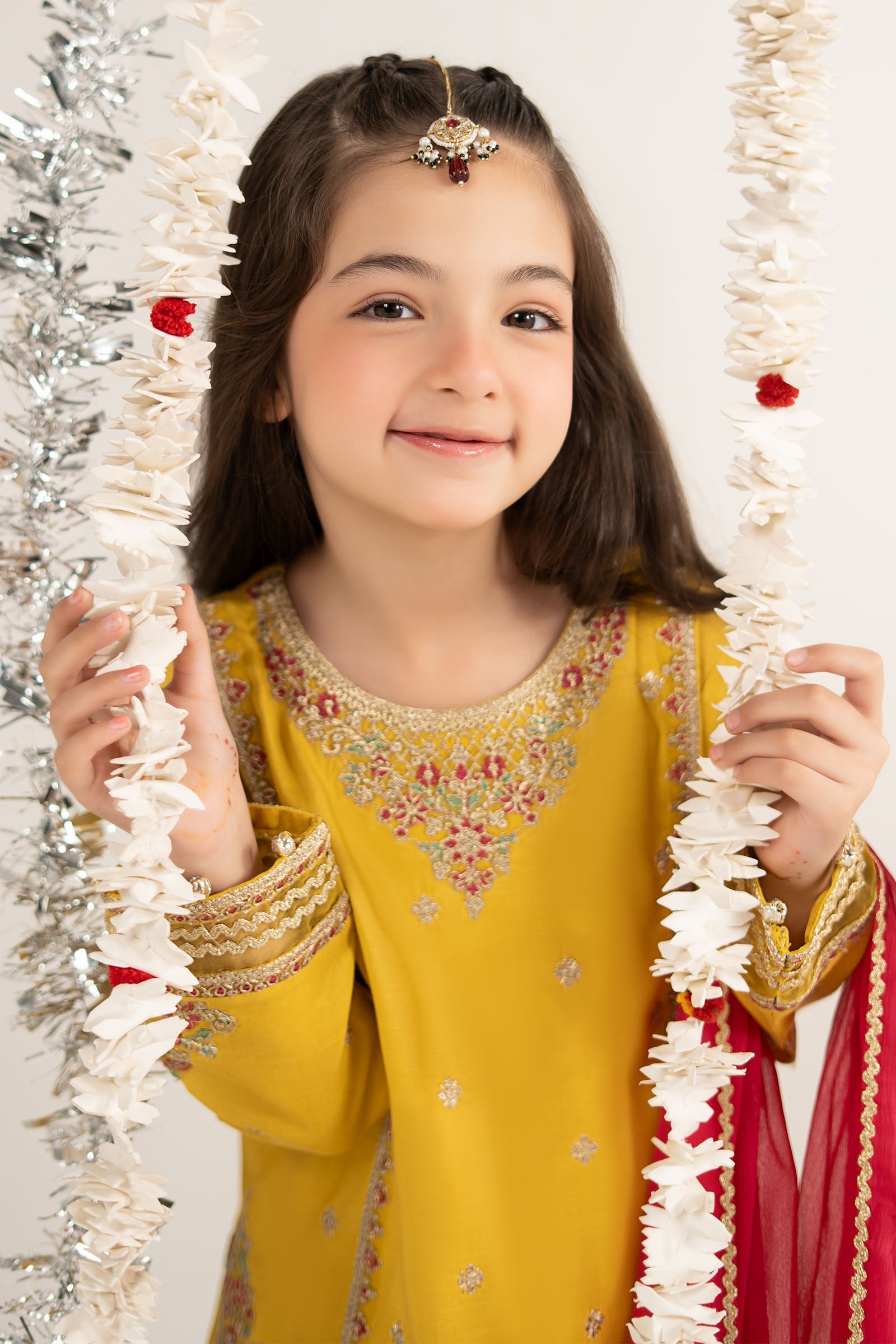 3 Piece Embroidered Raw Silk Suit - by Maria Faisal - Registered Vendor of : Maria B Kids - 100% Original Designer Dress