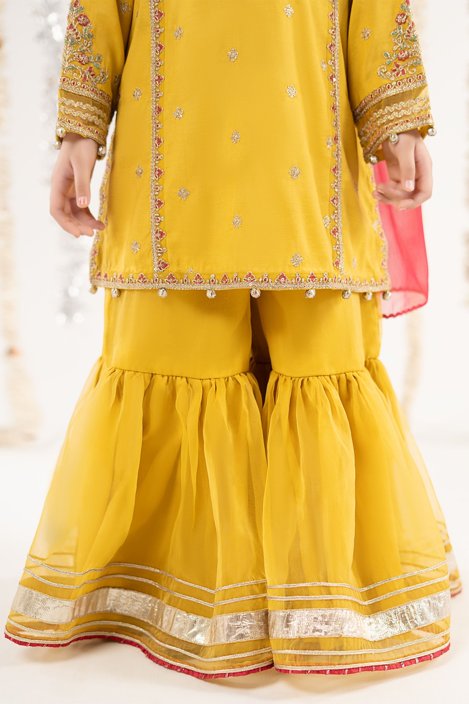 3 Piece Embroidered Raw Silk Suit - by Maria Faisal - Registered Vendor of : Maria B Kids - 100% Original Designer Dress