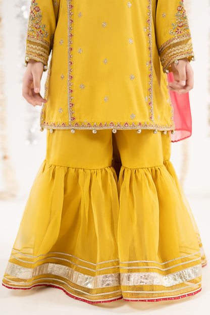 3 Piece Embroidered Raw Silk Suit - by Maria Faisal - Registered Vendor of : Maria B Kids - 100% Original Designer Dress