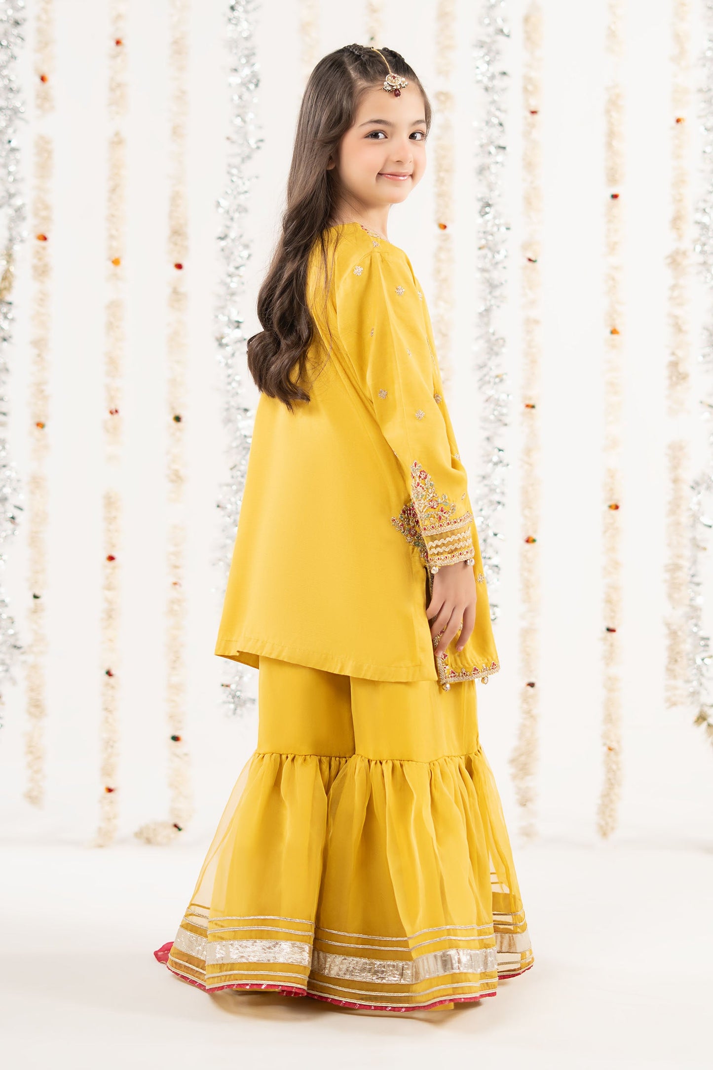 3 Piece Embroidered Raw Silk Suit - by Maria Faisal - Registered Vendor of : Maria B Kids - 100% Original Designer Dress