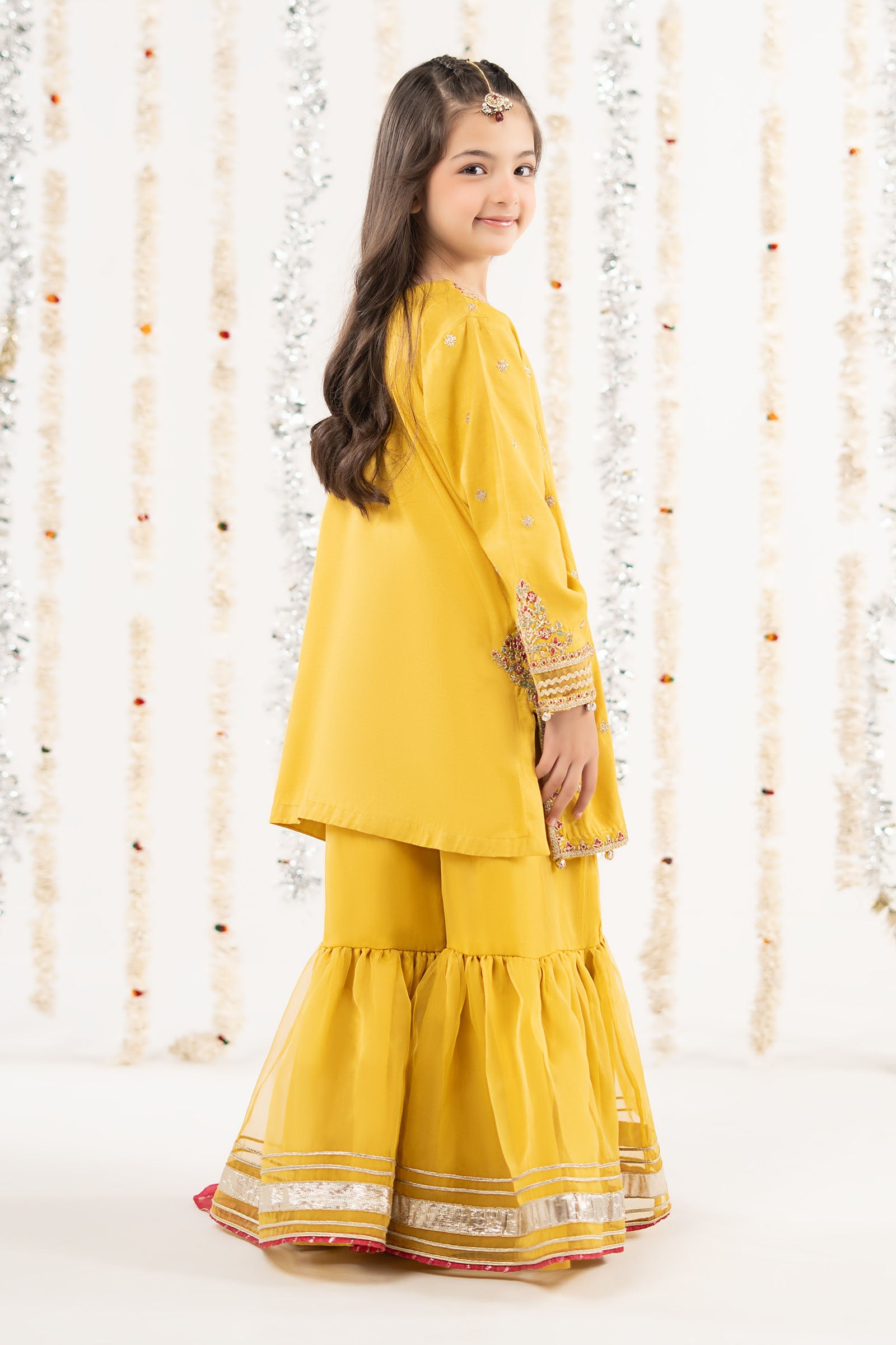 3 Piece Embroidered Raw Silk Suit - by Maria Faisal - Registered Vendor of : Maria B Kids - 100% Original Designer Dress