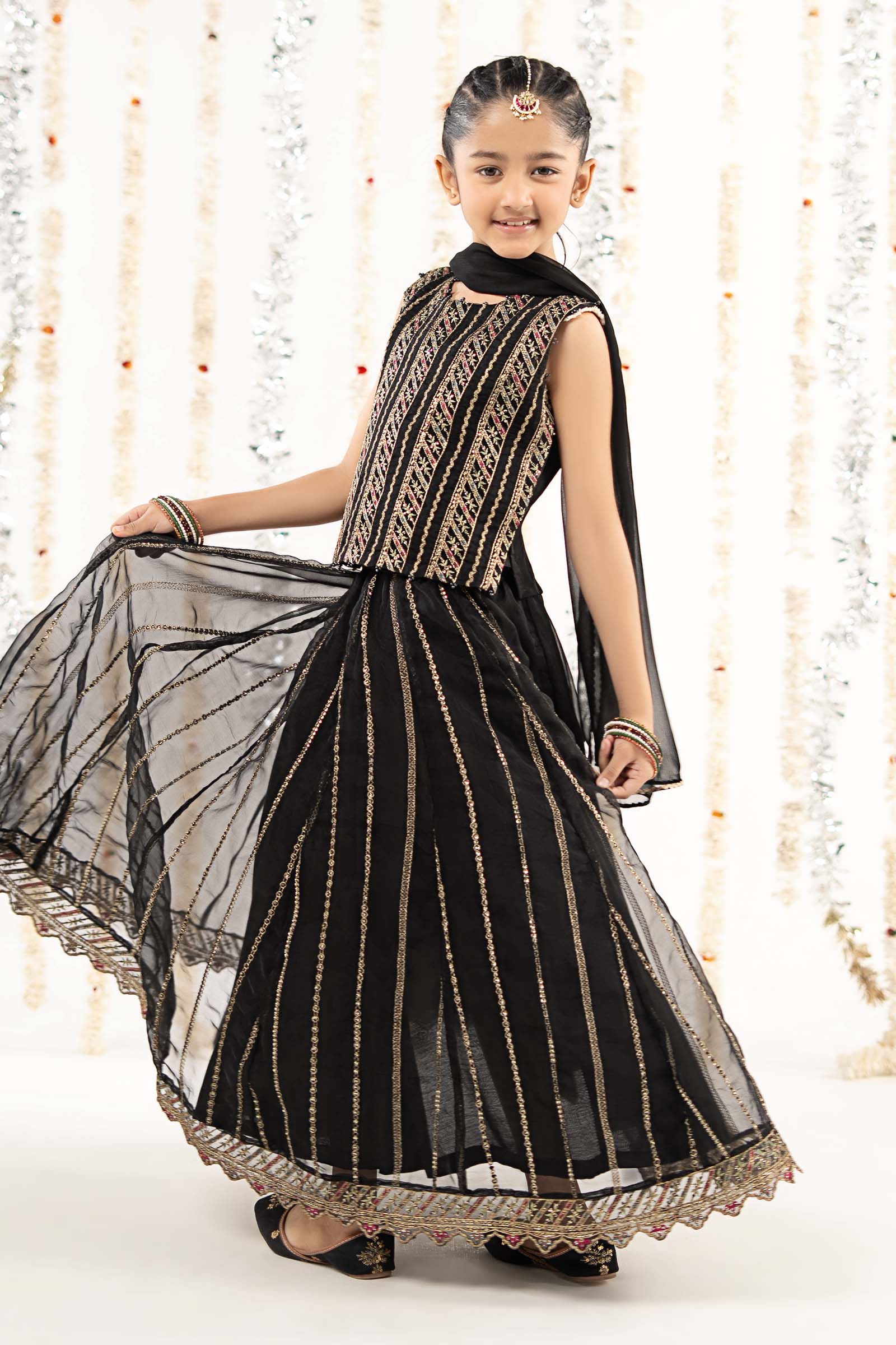 3 Piece Embroidered Organza Suit - by Maria Faisal - Registered Vendor of : Maria B Kids - 100% Original Designer Dress