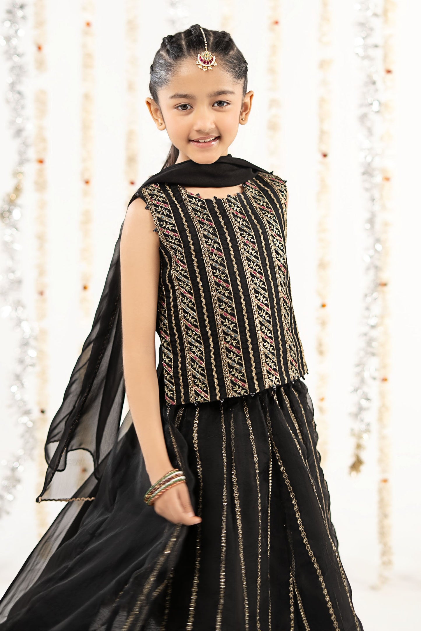 3 Piece Embroidered Organza Suit - by Maria Faisal - Registered Vendor of : Maria B Kids - 100% Original Designer Dress