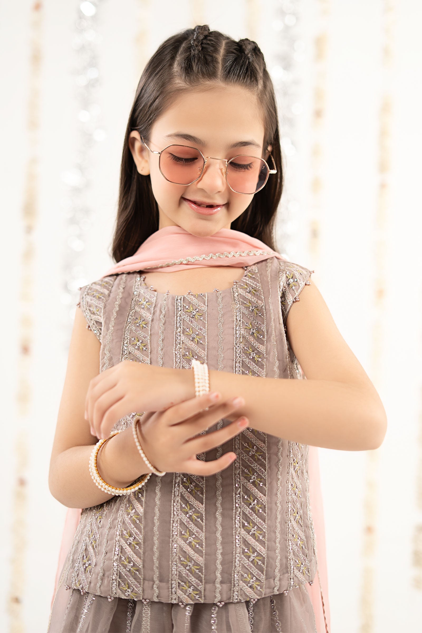 3 Piece Embroidered Organza Suit - by Maria Faisal - Registered Vendor of : Maria B Kids - 100% Original Designer Dress