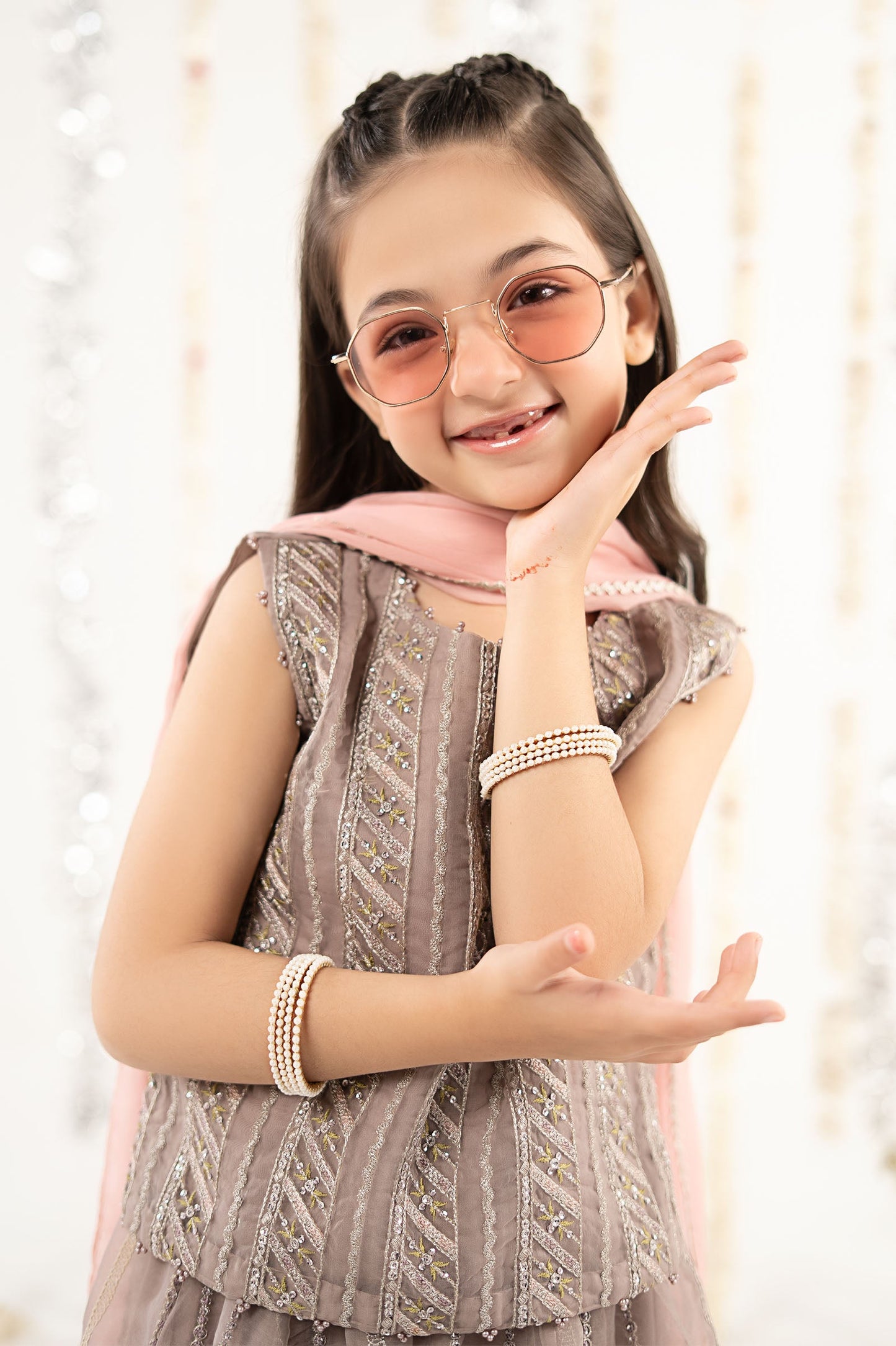 3 Piece Embroidered Organza Suit - by Maria Faisal - Registered Vendor of : Maria B Kids - 100% Original Designer Dress