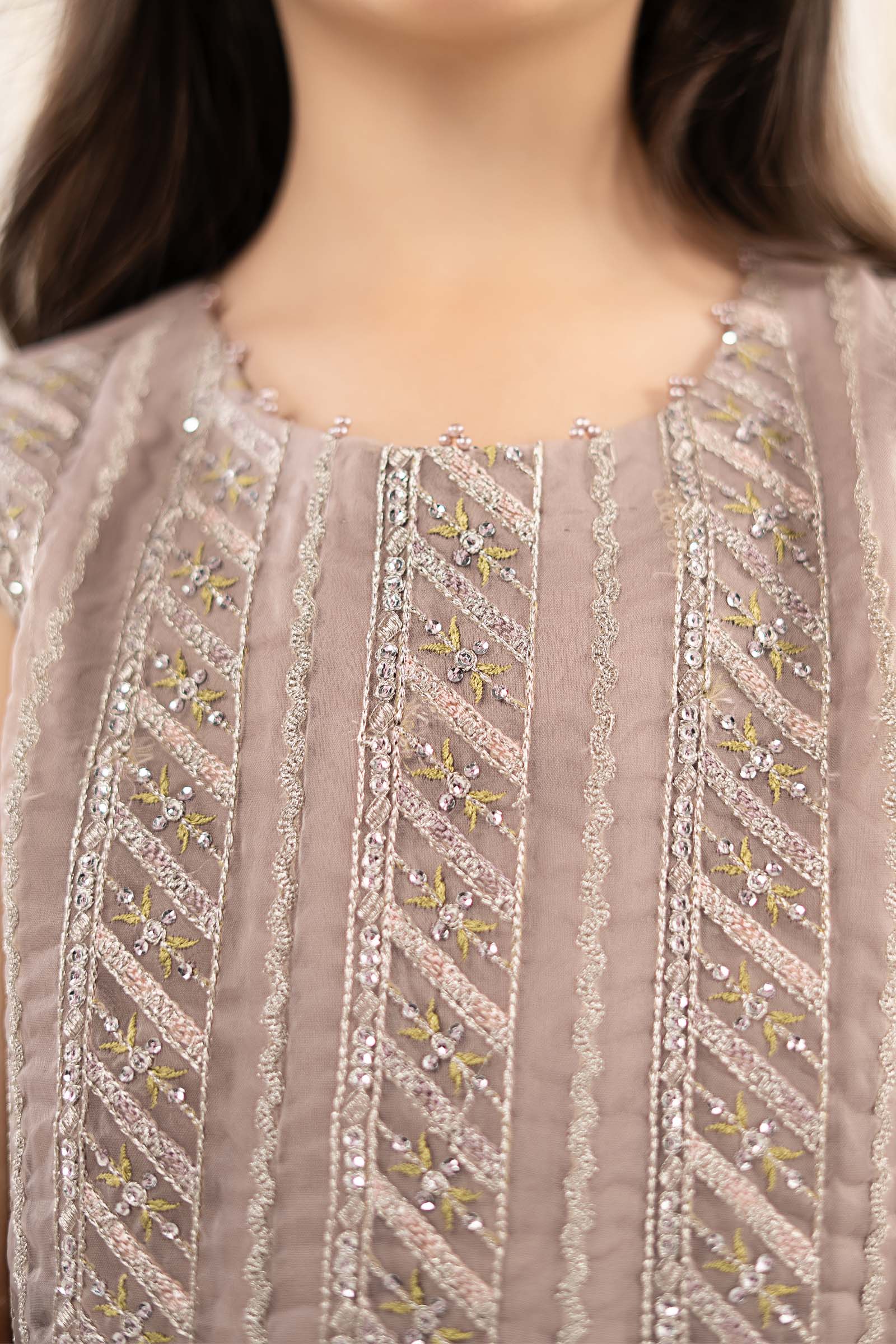 3 Piece Embroidered Organza Suit - by Maria Faisal - Registered Vendor of : Maria B Kids - 100% Original Designer Dress