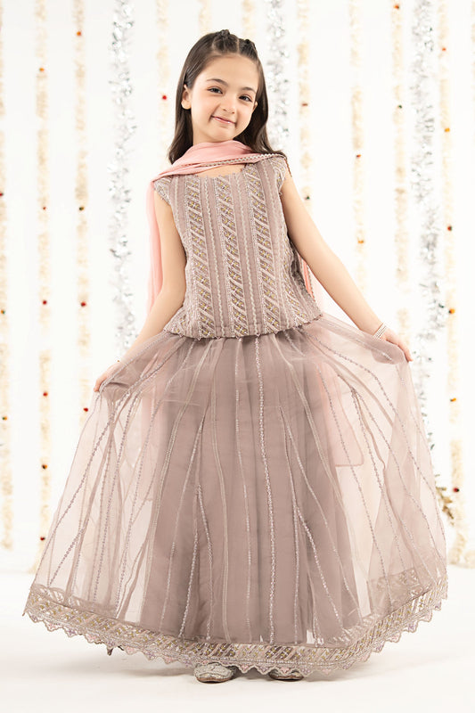3 Piece Embroidered Organza Suit - by Maria Faisal - Registered Vendor of : Maria B Kids - 100% Original Designer Dress