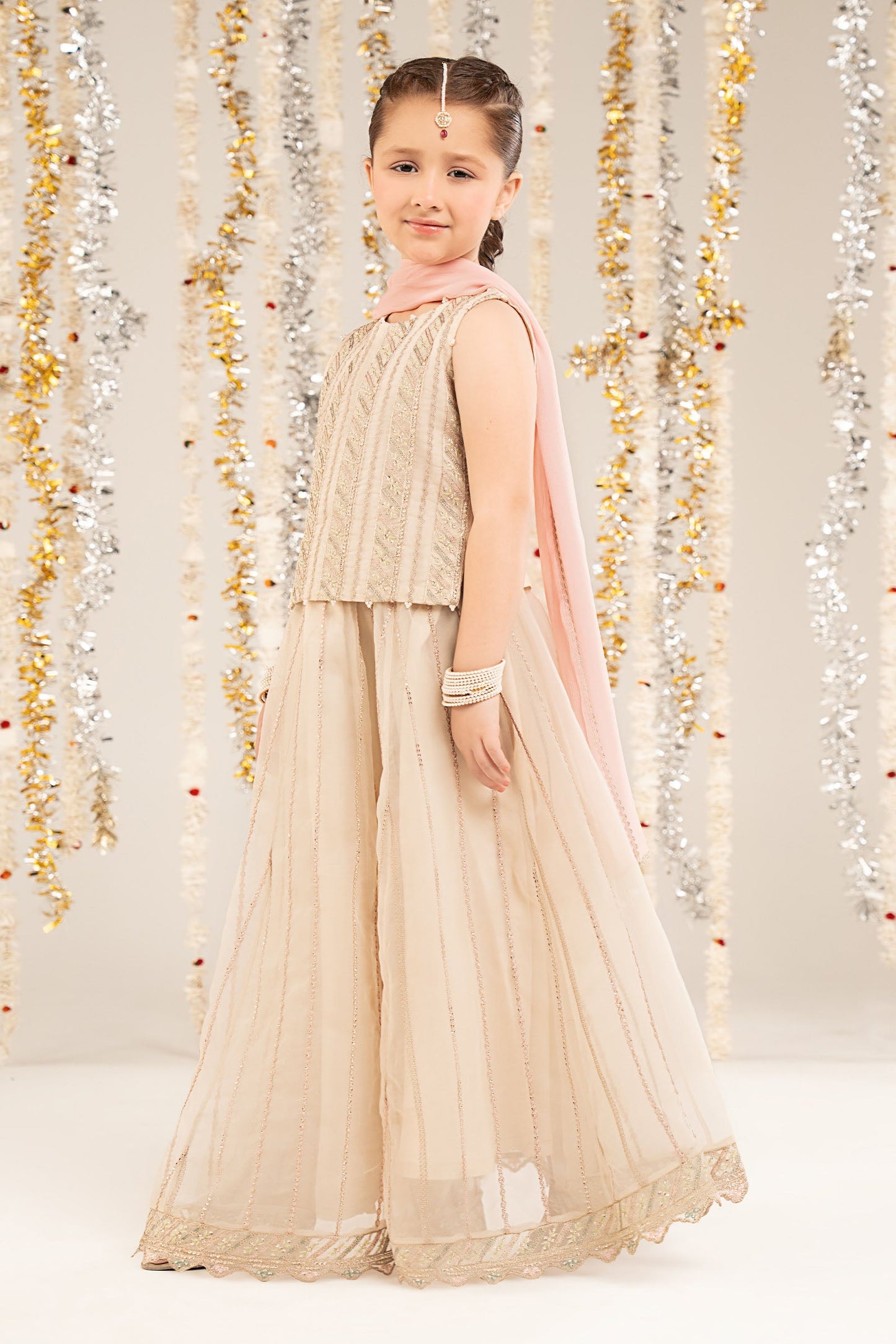 3 Piece Embroidered Organza Suit - Kids Clothing - available at Maria Faisal in UK and USA.