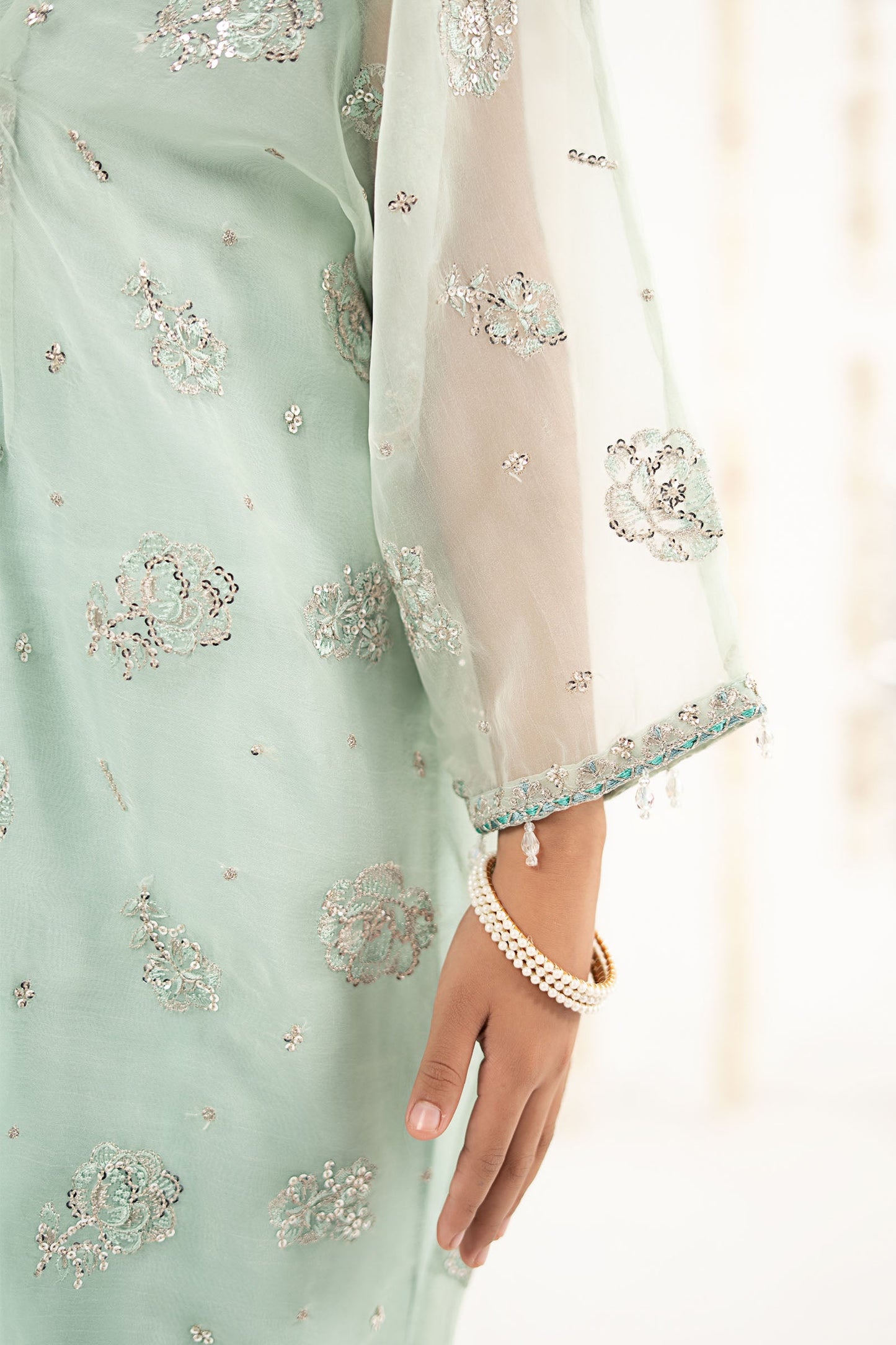 2 Piece Embroidered Organza Suit - Kids Clothing - available at Maria Faisal in UK and USA.
