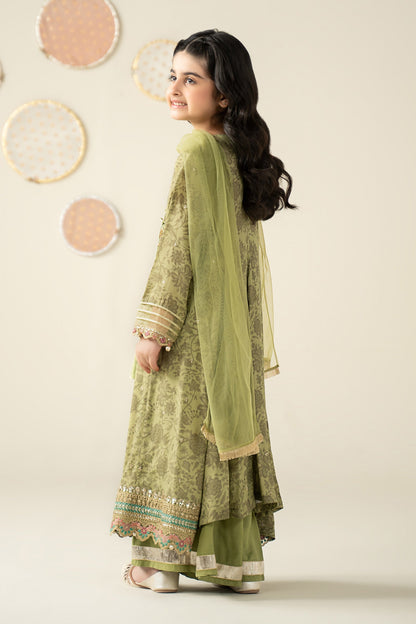3 Piece Embroidered Raw Silk Suit - Festive Pakistani Kids Dresses - available at Maria Faisal in UK and USA