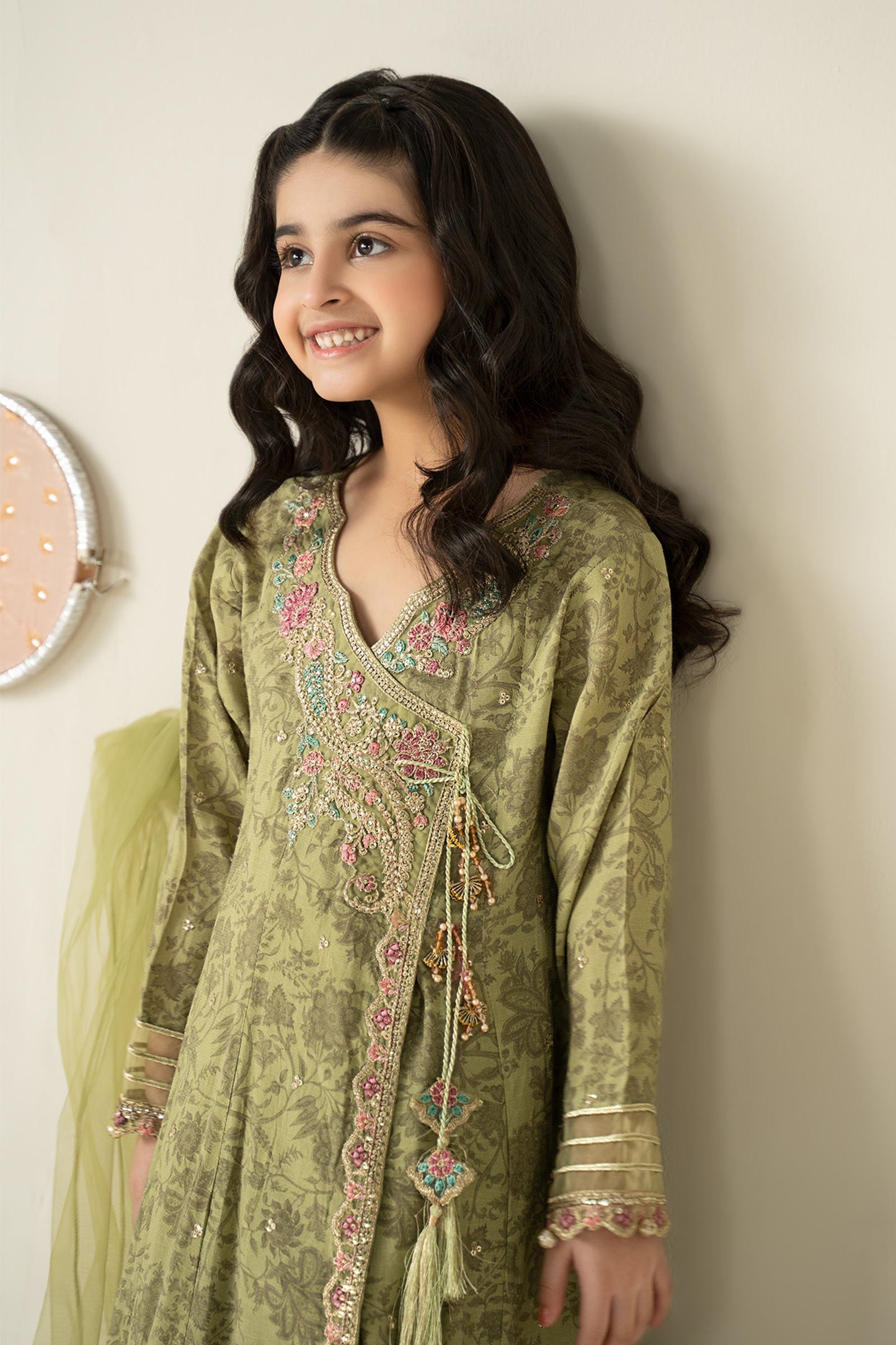 3 Piece Embroidered Raw Silk Suit - Festive Pakistani Kids Dresses - available at Maria Faisal in UK and USA