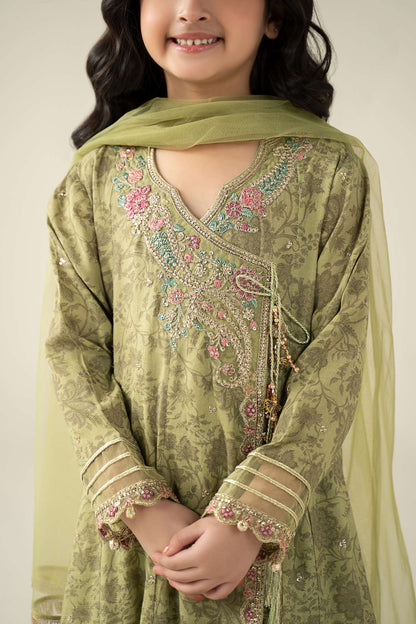 3 Piece Embroidered Raw Silk Suit - Festive Pakistani Kids Dresses - available at Maria Faisal in UK and USA