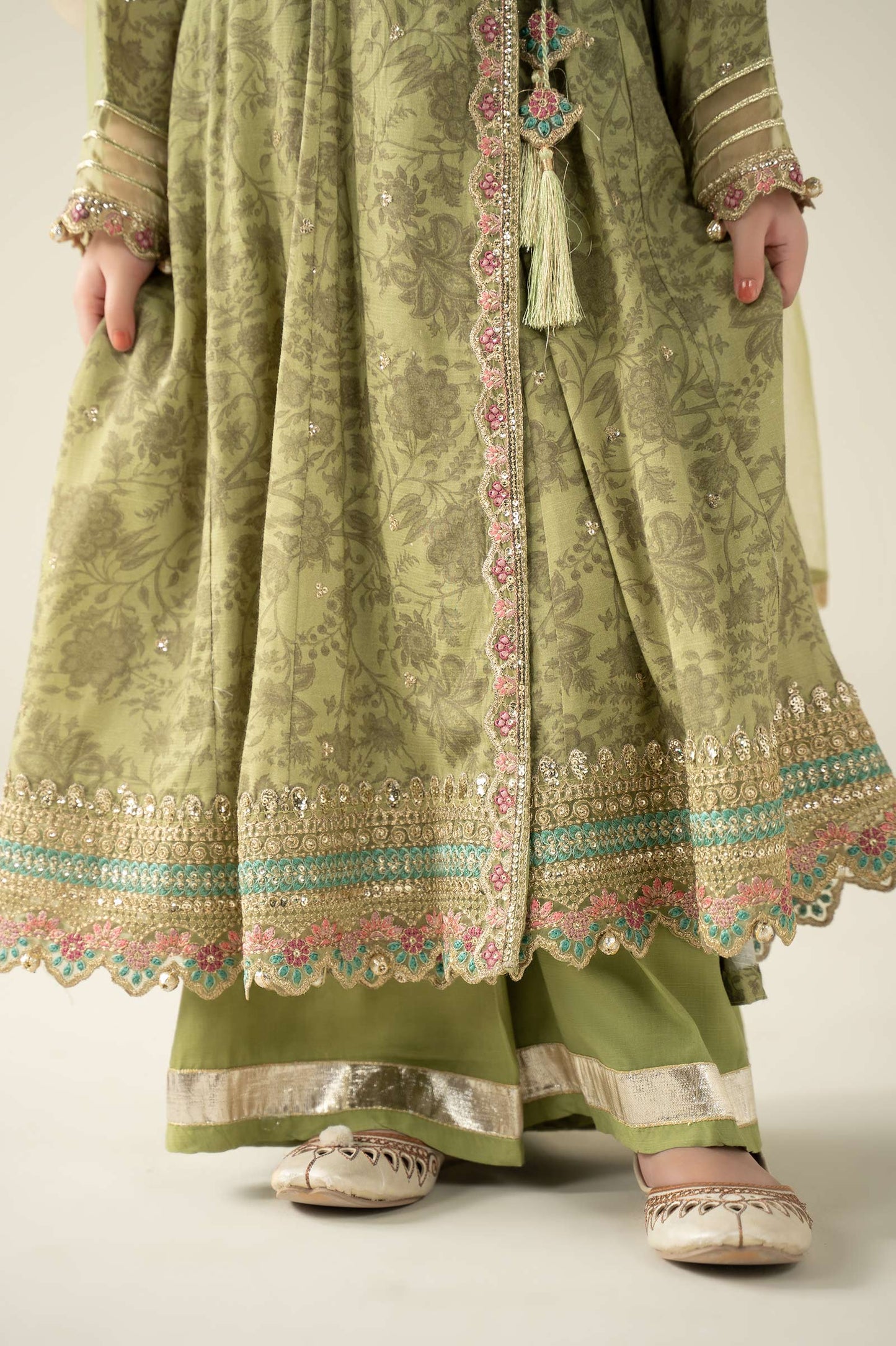 3 Piece Embroidered Raw Silk Suit - Festive Pakistani Kids Dresses - available at Maria Faisal in UK and USA