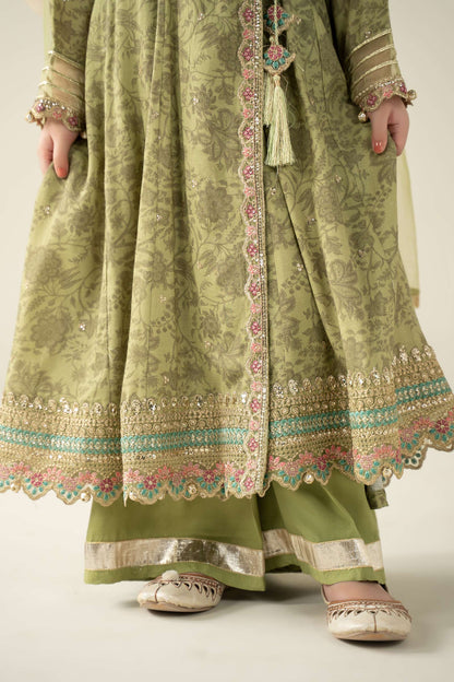 3 Piece Embroidered Raw Silk Suit - Festive Pakistani Kids Dresses - available at Maria Faisal in UK and USA