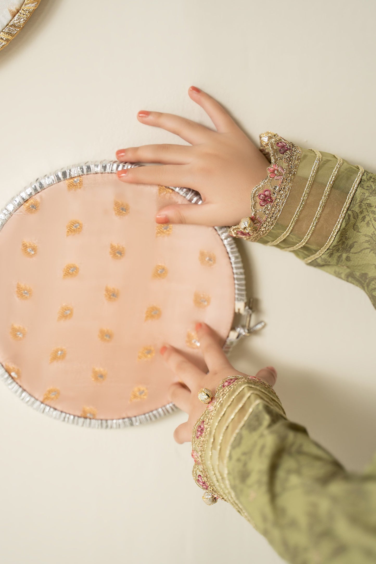 3 Piece Embroidered Raw Silk Suit - Festive Pakistani Kids Dresses - available at Maria Faisal in UK and USA