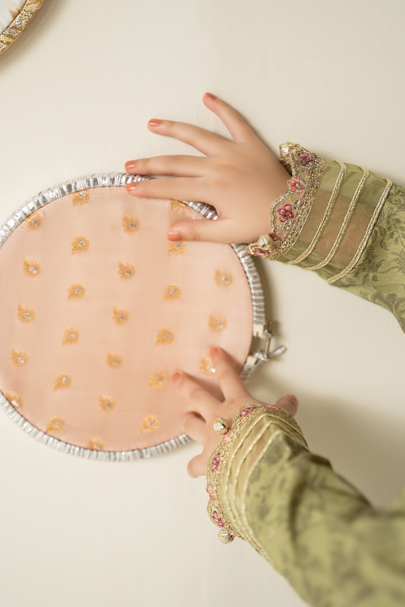 3 Piece Embroidered Raw Silk Suit - Festive Pakistani Kids Dresses - available at Maria Faisal in UK and USA