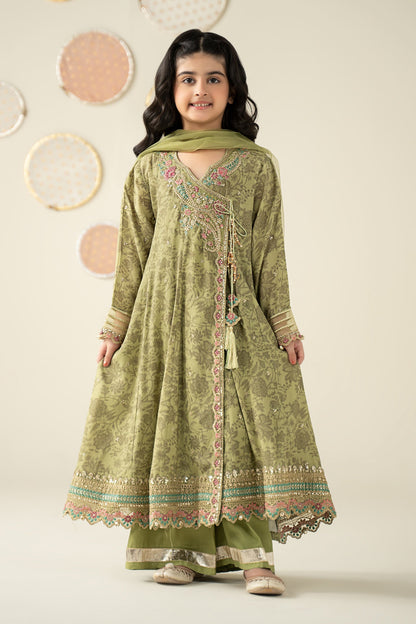 3 Piece Embroidered Raw Silk Suit - Festive Pakistani Kids Dresses - available at Maria Faisal in UK and USA