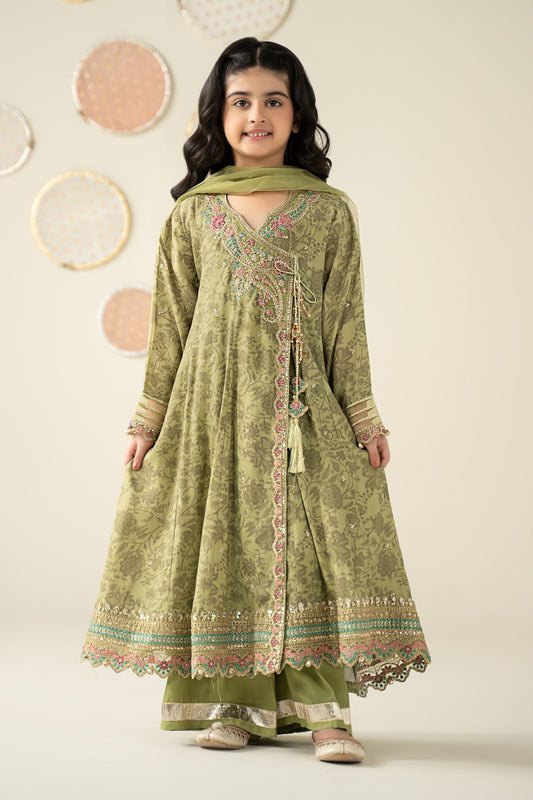 3 Piece Embroidered Raw Silk Suit - Festive Pakistani Kids Dresses - available at Maria Faisal in UK and USA