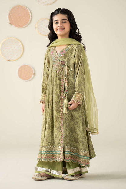 3 Piece Embroidered Raw Silk Suit - Festive Pakistani Kids Dresses - available at Maria Faisal in UK and USA