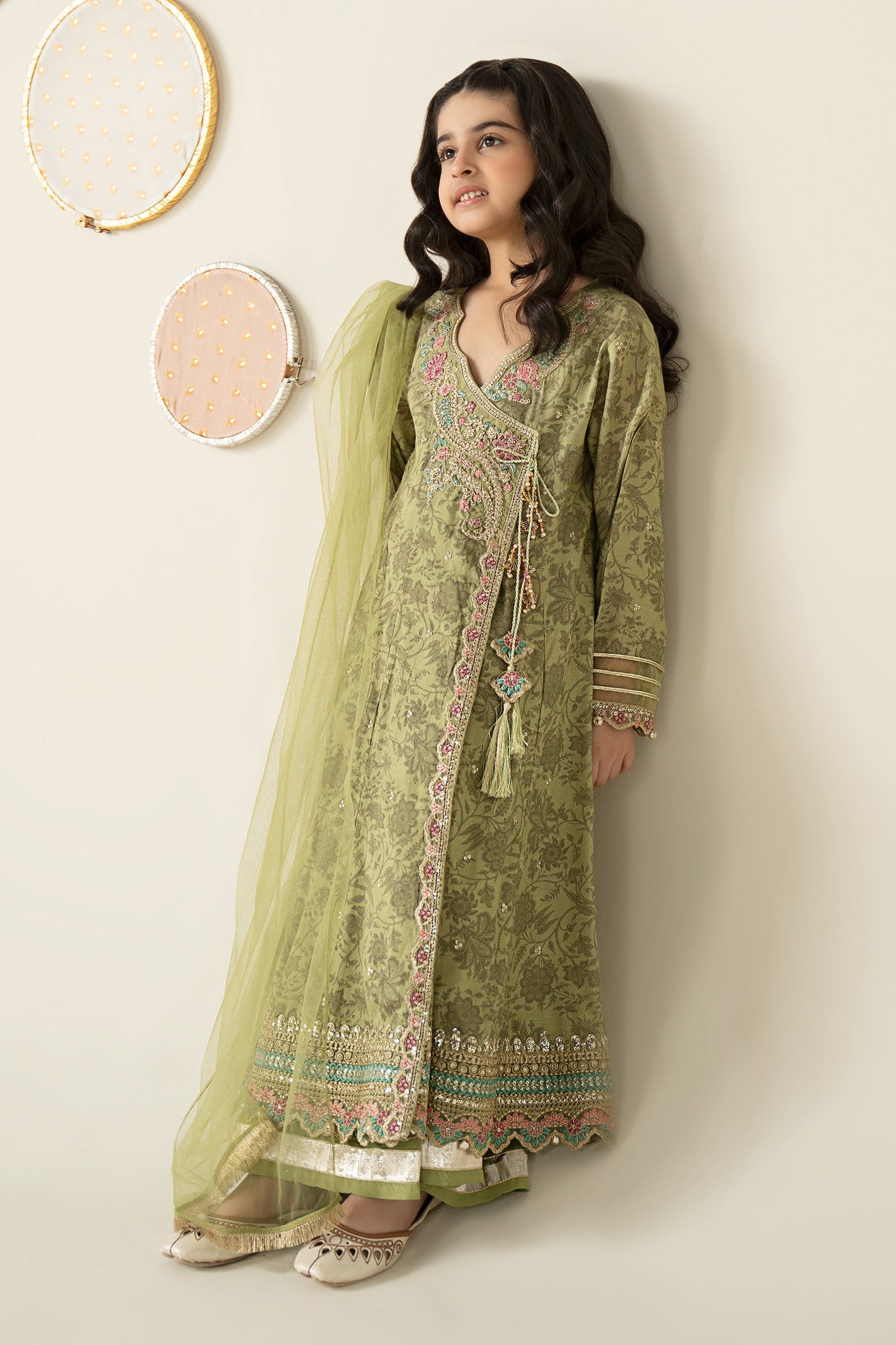 3 Piece Embroidered Raw Silk Suit - Festive Pakistani Kids Dresses - available at Maria Faisal in UK and USA