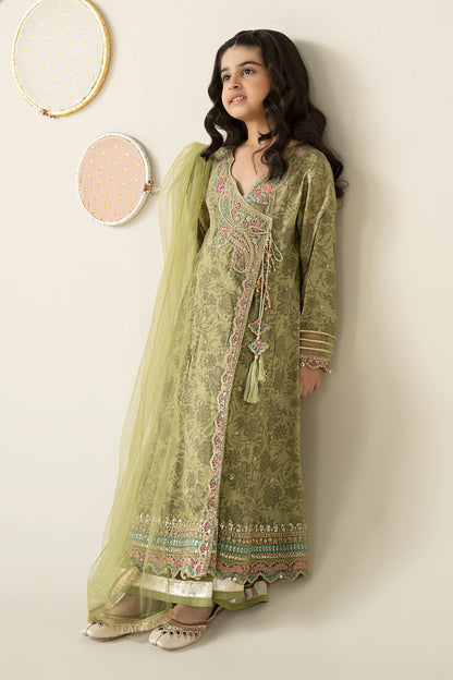 3 Piece Embroidered Raw Silk Suit - Festive Pakistani Kids Dresses - available at Maria Faisal in UK and USA